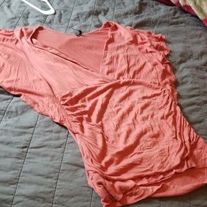 Maurices Peach Butterfly Ruffle Short Sleeve, M